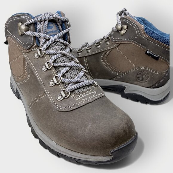 New Timberland Mt Maddsen Mid Waterproof Hiking Boots Womens Size 7 Grey Leather - Picture 7 of 14